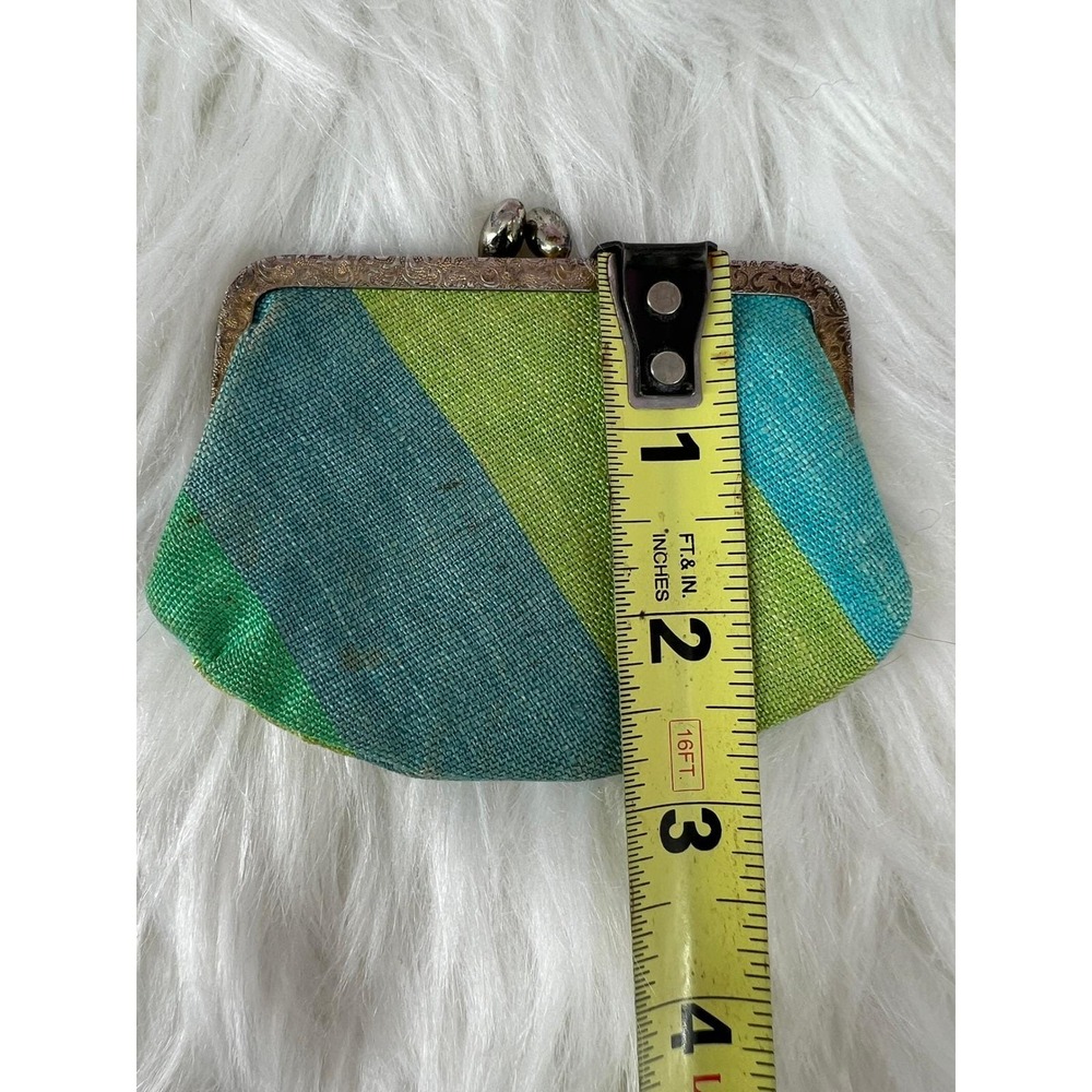 Vintage Kleinerts Striped Kiss Lock Coin Purse Mid Century Wallet Retro Y2K - Picture 5 of 7